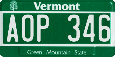 VT license plate AOP346