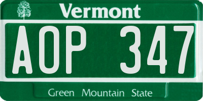 VT license plate AOP347