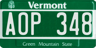 VT license plate AOP348