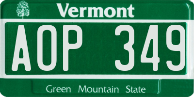 VT license plate AOP349