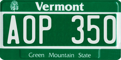 VT license plate AOP350