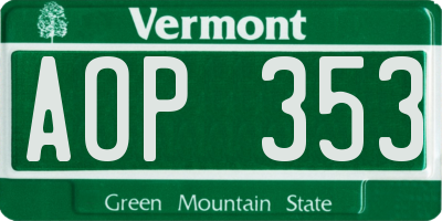 VT license plate AOP353
