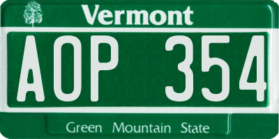 VT license plate AOP354