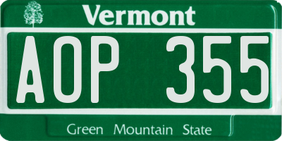 VT license plate AOP355