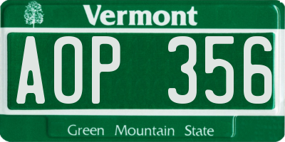 VT license plate AOP356