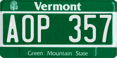VT license plate AOP357