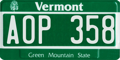 VT license plate AOP358