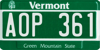 VT license plate AOP361