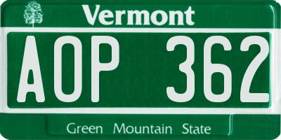 VT license plate AOP362