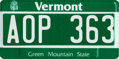 VT license plate AOP363