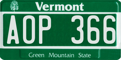 VT license plate AOP366