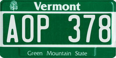 VT license plate AOP378