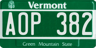 VT license plate AOP382