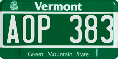 VT license plate AOP383