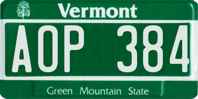 VT license plate AOP384