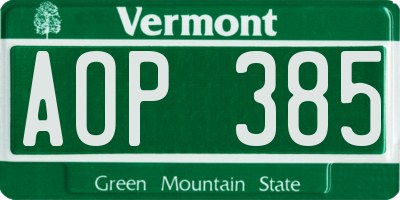 VT license plate AOP385