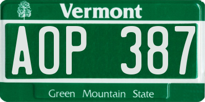 VT license plate AOP387