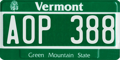 VT license plate AOP388