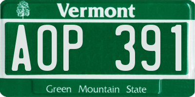 VT license plate AOP391