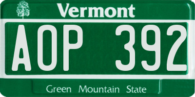 VT license plate AOP392