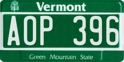 VT license plate AOP396