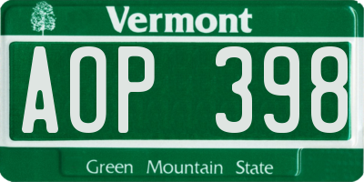 VT license plate AOP398