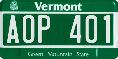 VT license plate AOP401