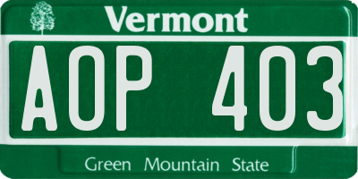 VT license plate AOP403