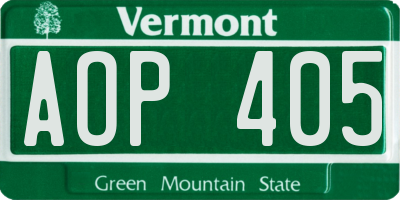 VT license plate AOP405