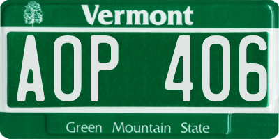 VT license plate AOP406