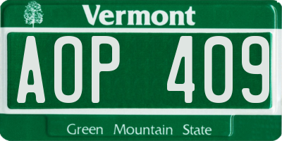 VT license plate AOP409