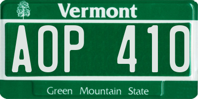 VT license plate AOP410