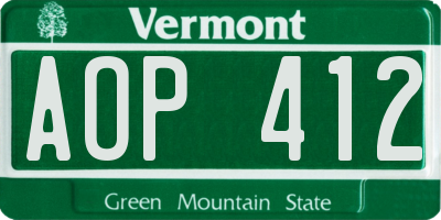 VT license plate AOP412