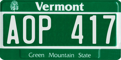 VT license plate AOP417