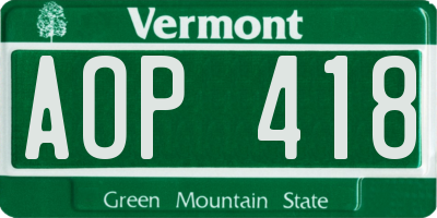 VT license plate AOP418