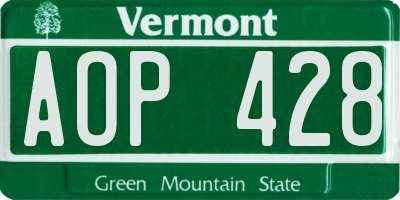 VT license plate AOP428
