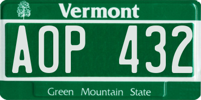 VT license plate AOP432