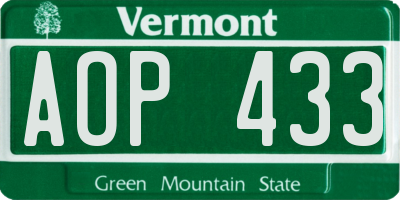 VT license plate AOP433