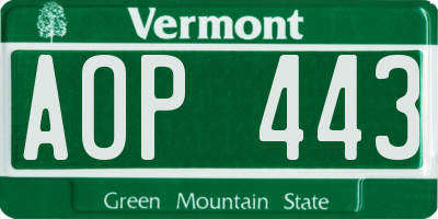 VT license plate AOP443