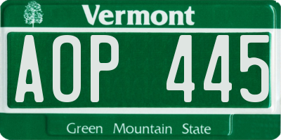 VT license plate AOP445