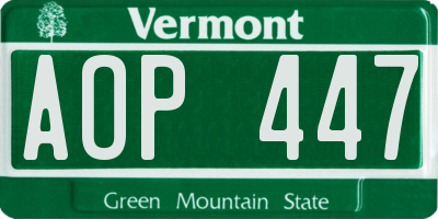 VT license plate AOP447