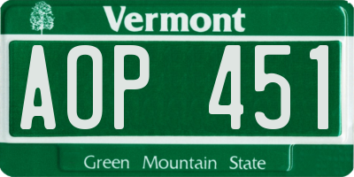 VT license plate AOP451