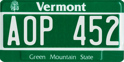 VT license plate AOP452