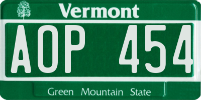 VT license plate AOP454