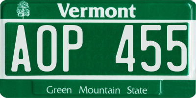 VT license plate AOP455