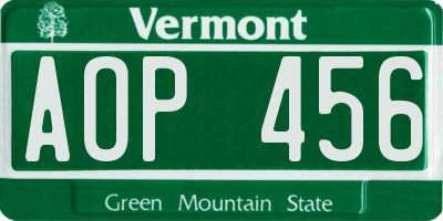 VT license plate AOP456