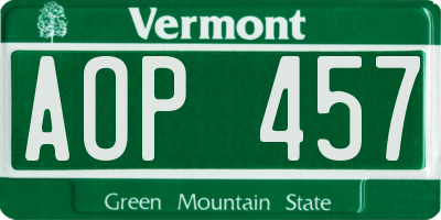 VT license plate AOP457