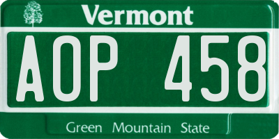 VT license plate AOP458