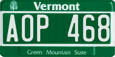VT license plate AOP468