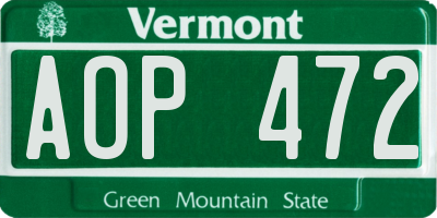 VT license plate AOP472